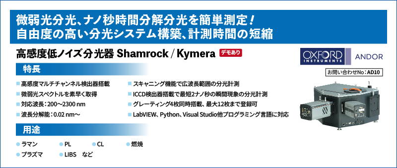 高感度低ノイズ分光器Shamrock / Kymera