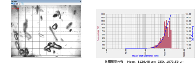 調味料(アミノ酸針状結晶)の飽和水溶液の画像解析図