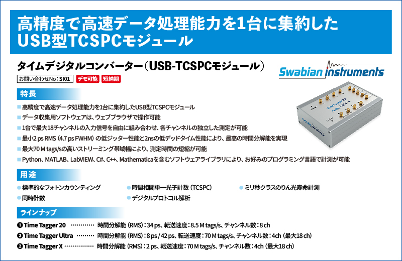 タイムデジタルコンバーター(USB-TCSPCモジュール)